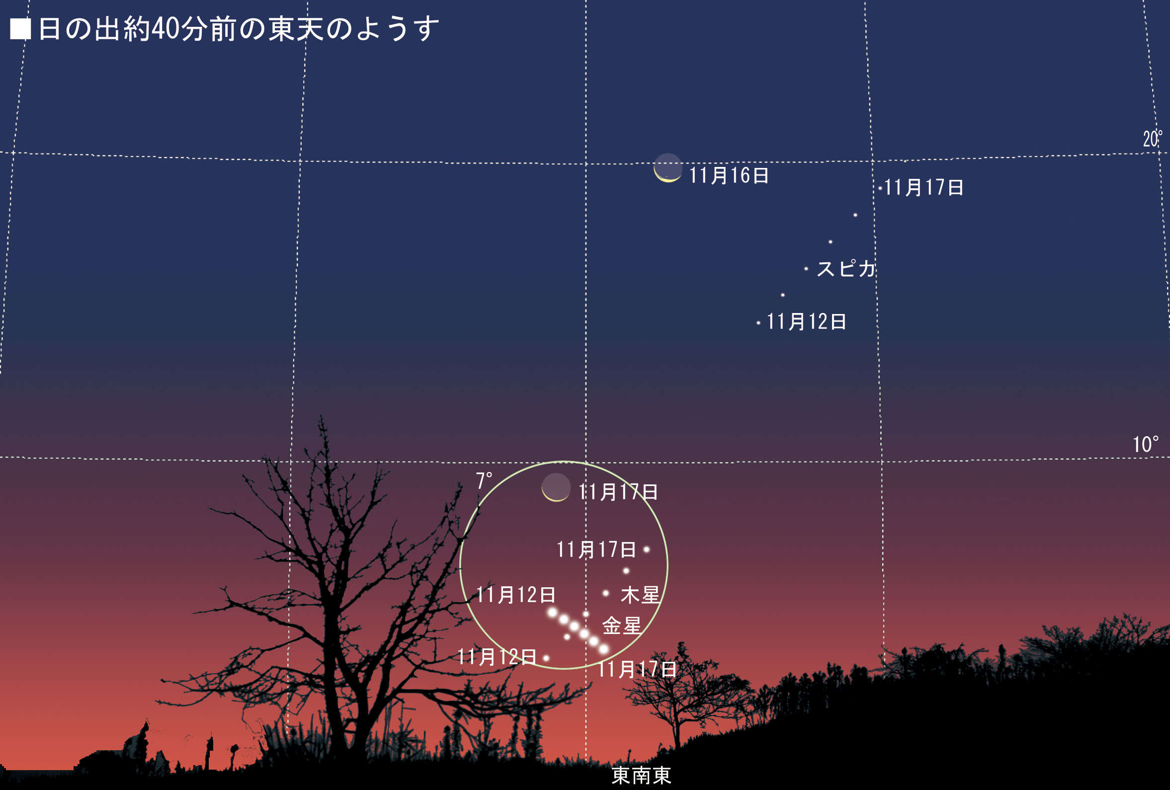 17年11月13日 朝焼けの中で金星と木星が超大接近 達人に訊け 中日新聞web